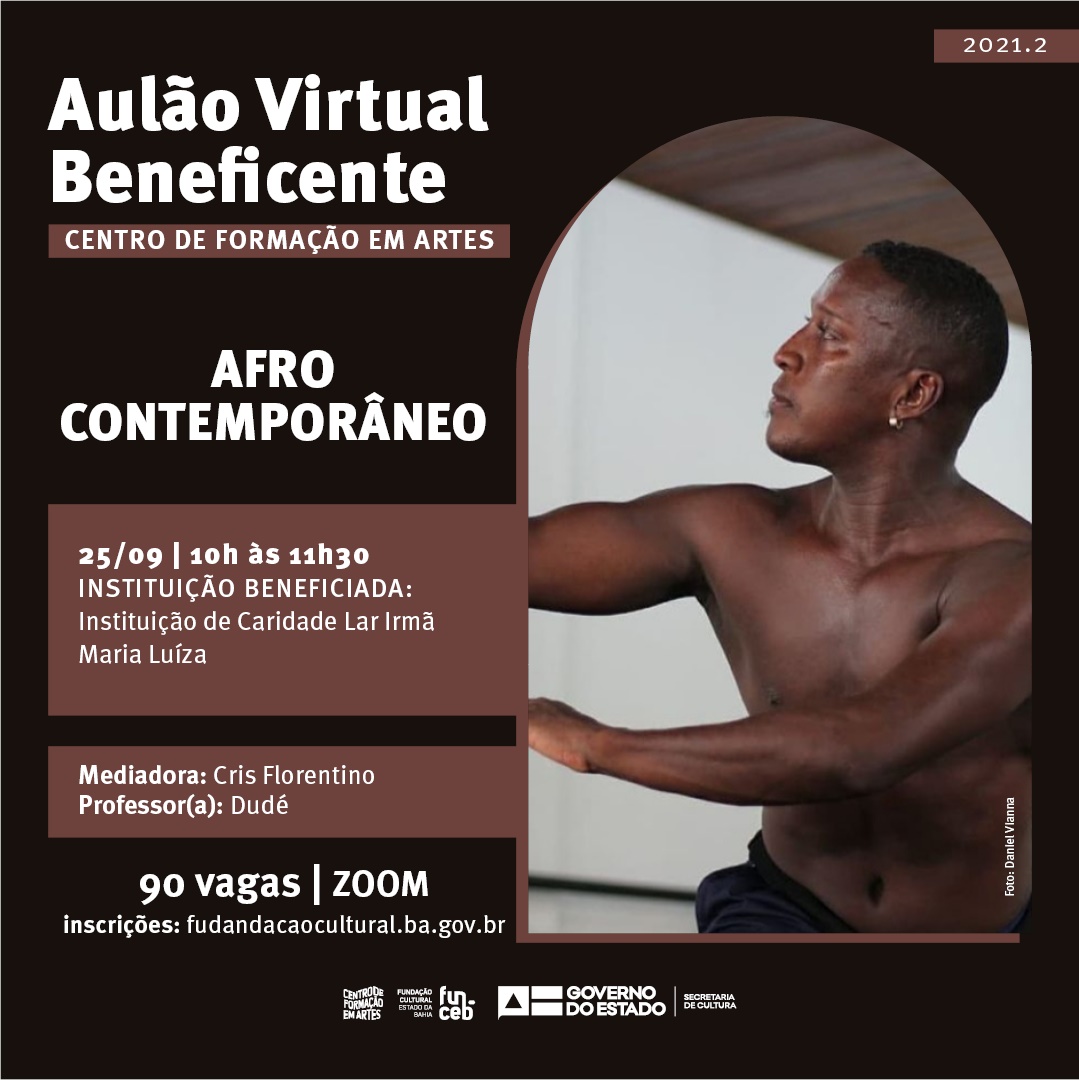 Funceb encerra Aulões Virtuais Beneficentes com dança afro-brasileira neste sábado (25/09)